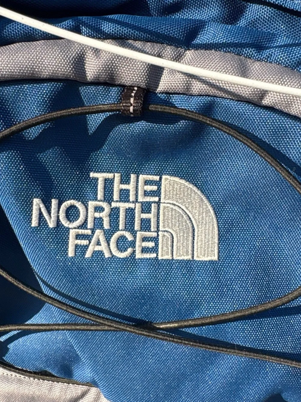 The North Face Blue and Gray Men's Backpack with Front Bungee
